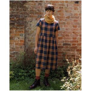 Pyne & Smith Linen Day Dress in Royal Plaid XS